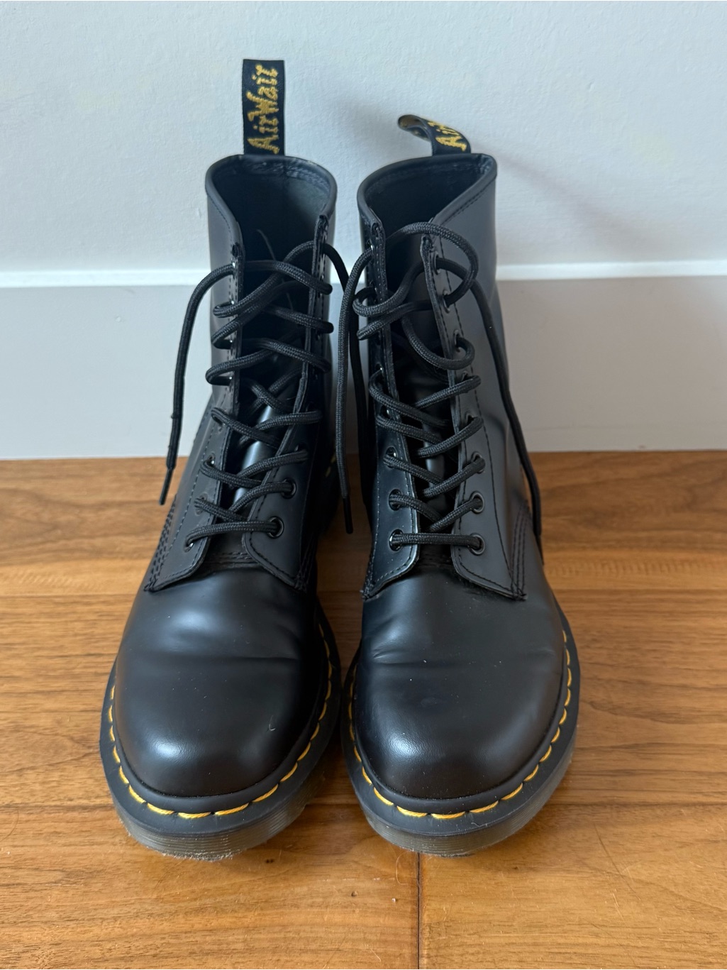 Black Leather Lace-Up Doc Martens Boots - Women